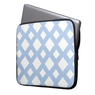 Light Blue Lattice auf Weiß Laptopschutzhülle