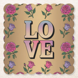 Light Blue LIEBE Rose Gold Untersetzer Set