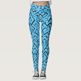 Light Blue Meander Pattern | Modernes Maze Leggings