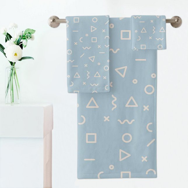 Light Blue Memphis Pattern Towel Badhandtuch Set (Von Creator hochgeladen)