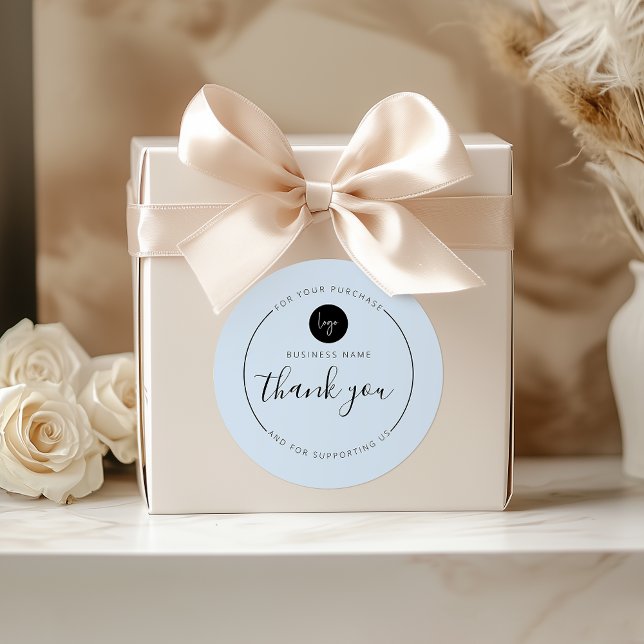 Light Blue Minimalistisch Ästhetik Danke Circle Runder Aufkleber (Light Blue Minimalist Aesthetic Thank You Circle Classic Round Sticker)