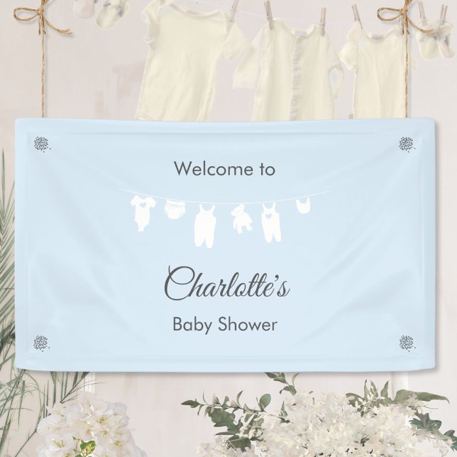 Light Blue Minimalistisch Baby Boy Dusche Banner (Minimalist Light Blue Baby Boy Shower Welcome Banner ©Susanne Sachers - Sunny Mind 🌞)
