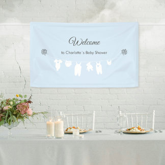 Light Blue Minimalistisch Baby Boy Dusche Willkomm Banner