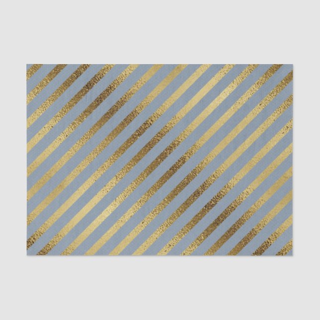 Light Blue mit Diagonal Gold Streifen Seidenpapier (Vorderseite)