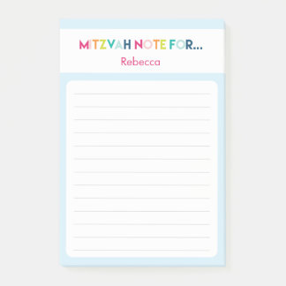 Light Blue Mitzvah Hinweis: 4x6 Sticky Pad Post-it Klebezettel