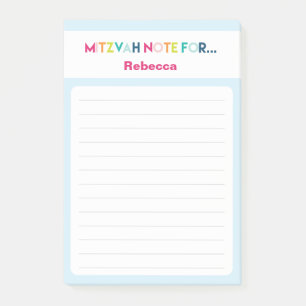 Light Blue Mitzvah Hinweis: 4x6 Sticky Pad Post-it Klebezettel