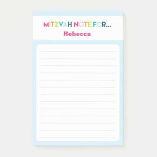 Light Blue Mitzvah Hinweis: 4x6 Sticky Pad Post-it Klebezettel