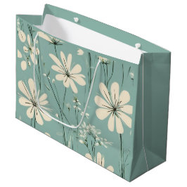 Light Blue Modern Groovy Daisy Flowers Große Geschenktüte