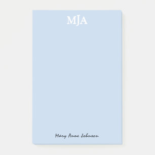 Light Blue Monogram 3 dreimalige Buchstaben Initia Post-it Klebezettel