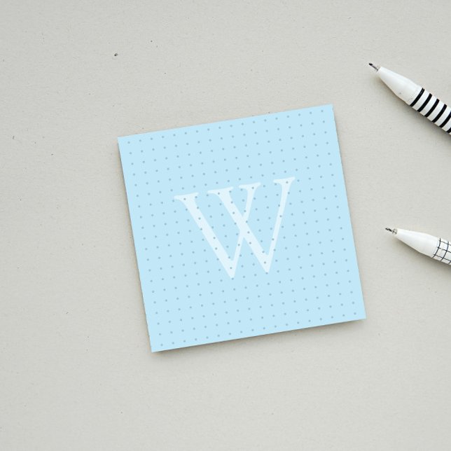 Light Blue Monogram Dot Grid Post-it Klebezettel (Von Creator hochgeladen)