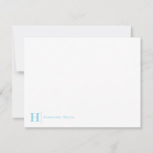Light Blue Monogram Line Modernes elegantes Busine Mitteilungskarte