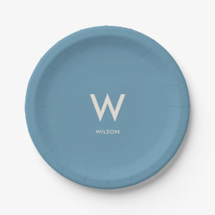 Light Blue Monogram Personal Party Pappteller