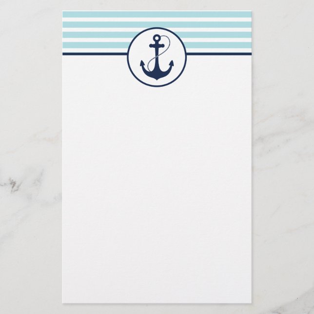 Light Blue Nautic Anchor Briefpapier (Vorderseite)