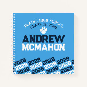Light Blue & Navy Pawprint Abschluss Gästebuch Notizbuch
