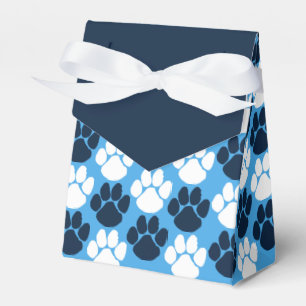Light Blue & Navy Wiederholung von Pawprint Gesche Geschenkschachtel
