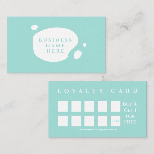 Light Blue Niedlich Minimalistisch Salon Coffee Sh Treuekarte (Vorne/Hinten)