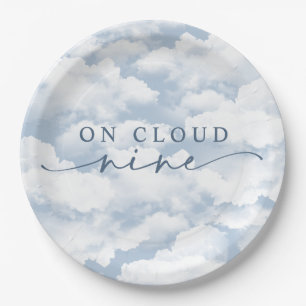Light Blue "On Cloud Nine" Bachelorette Pappteller