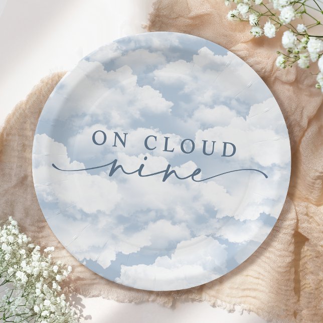 Light Blue "On Cloud Nine" Bachelorette Pappteller (Von Creator hochgeladen)