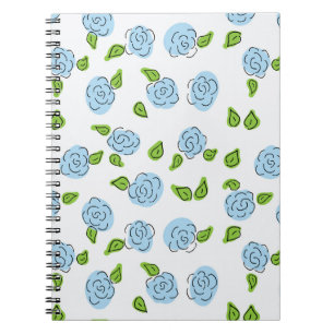 Light Blue Open Blume auf White Spiral Notebook Notizblock
