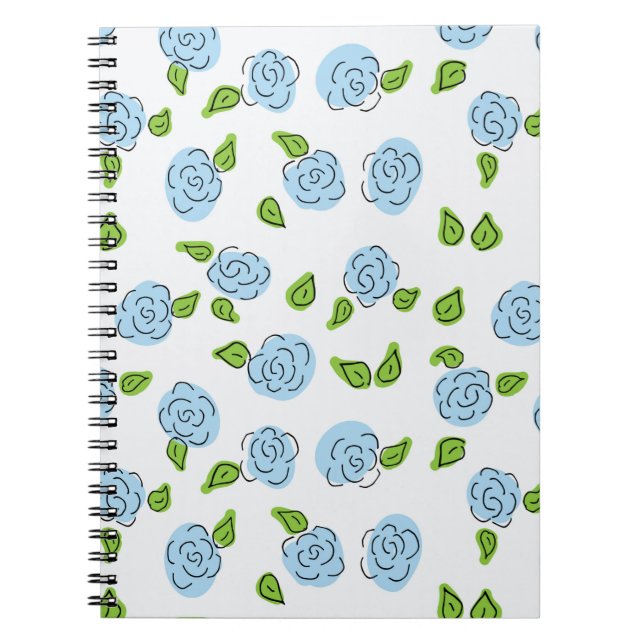 Light Blue Open Blume auf White Spiral Notebook Notizblock (Vorderseite)