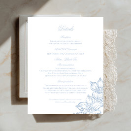 Light Blue Outline Floral Wedding Details Card Begleitkarte