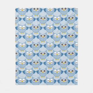 Light Blue Owls Fleecedecke