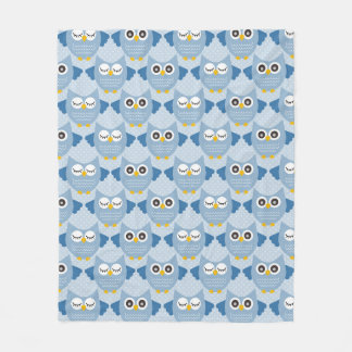 Light Blue Owls Fleecedecke