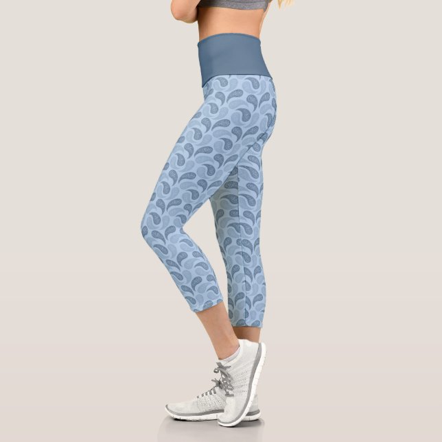 Light Blue Paisley Pattern High Waisted Capris (Links)