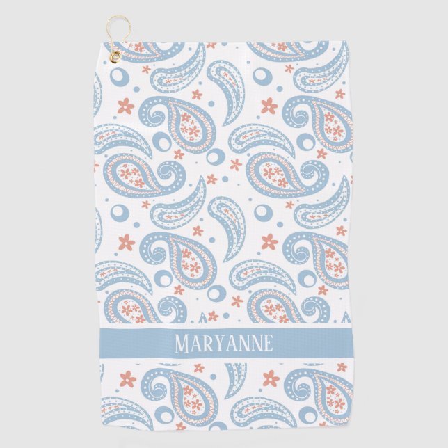 Light Blue Paisley Pattern Ladys Golfhandtuch (Vorderseite)