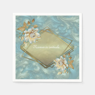 Light Blue Palette auf einem Bronze Gold Barogue D Serviette