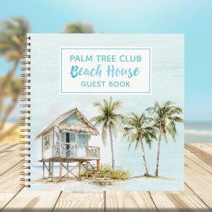 Light Blue Palm TreeS Beach House Gästebuch Notizbuch