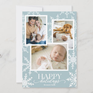 Light Blue Pastel Snowflake Collage Feiertagskarte