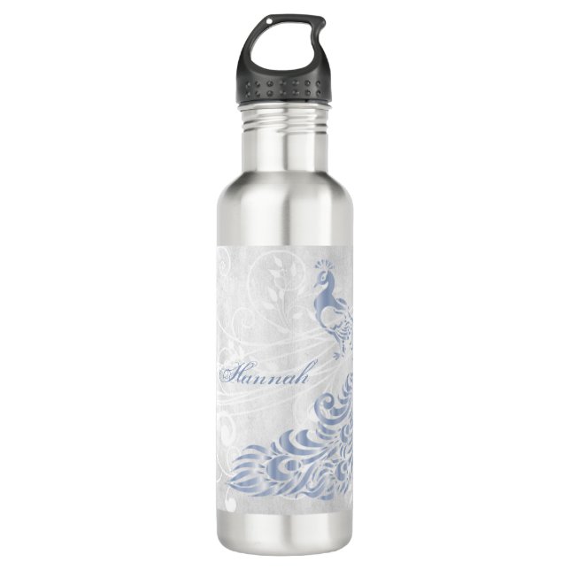 Light Blue Peacock Personalisiert Water Flasche Edelstahlflasche (Vorderseite)
