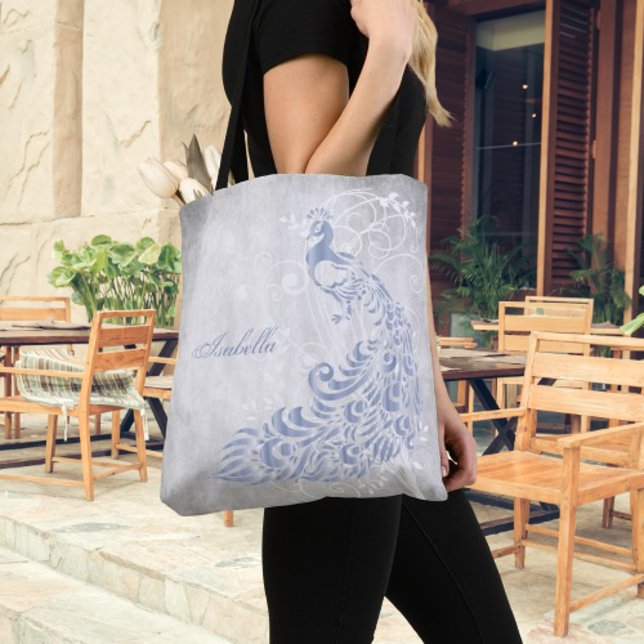 Light Blue Peacock Personalisierte Tasche (Light Blue Peacock Personalized Tote Bag)