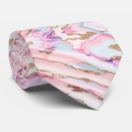 Light Blue Pink Agate Marble Moderne Kollektion Krawatte