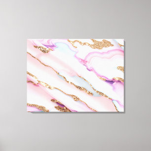 Light Blue Pink Agate Marble Moderne Kollektion Leinwanddruck