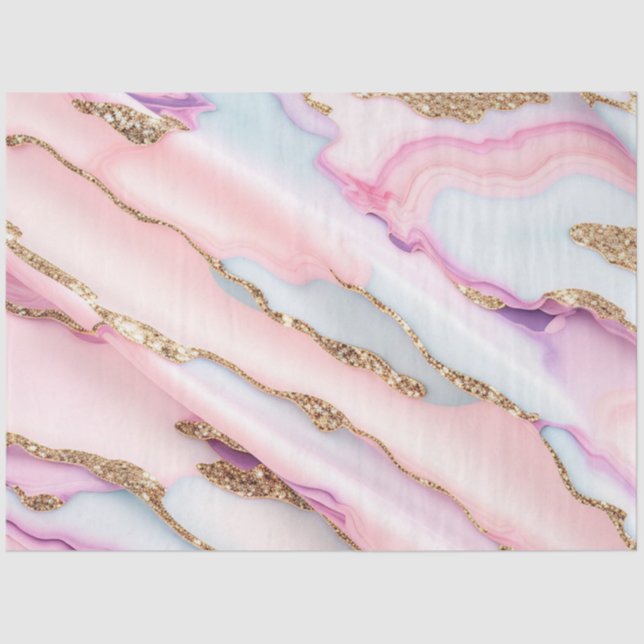 Light Blue Pink Agate Marble Moderne Kollektion Seidenpapier (Vorderseite)