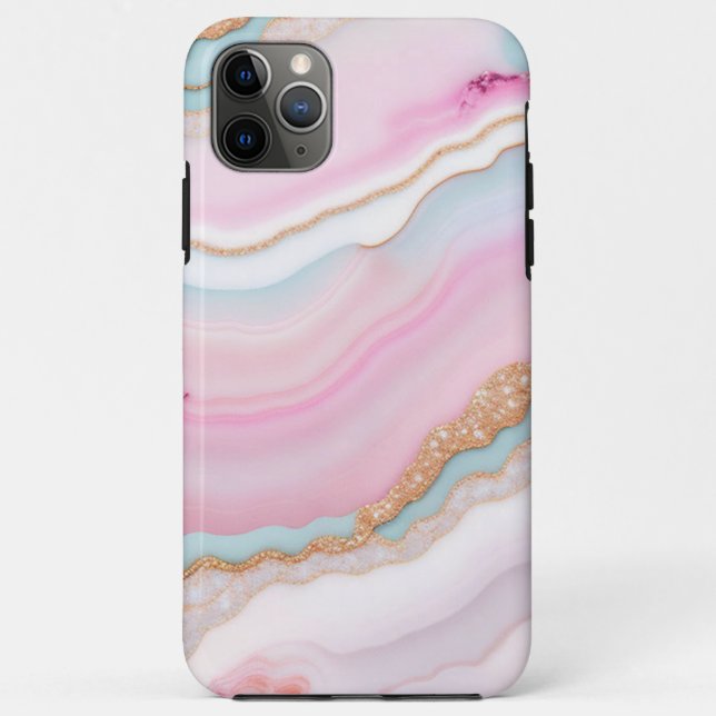 Light Blue Pink Agate Marble Trendy Collection Case-Mate iPhone Hülle (Rückseite)