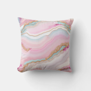 Light Blue Pink Agate Marble Trendy Collection Kissen