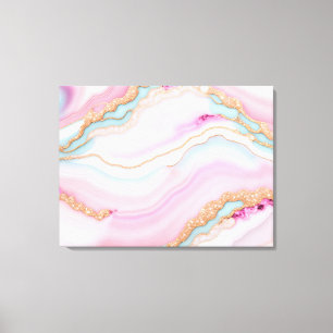 Light Blue Pink Agate Marble Trendy Collection Leinwanddruck