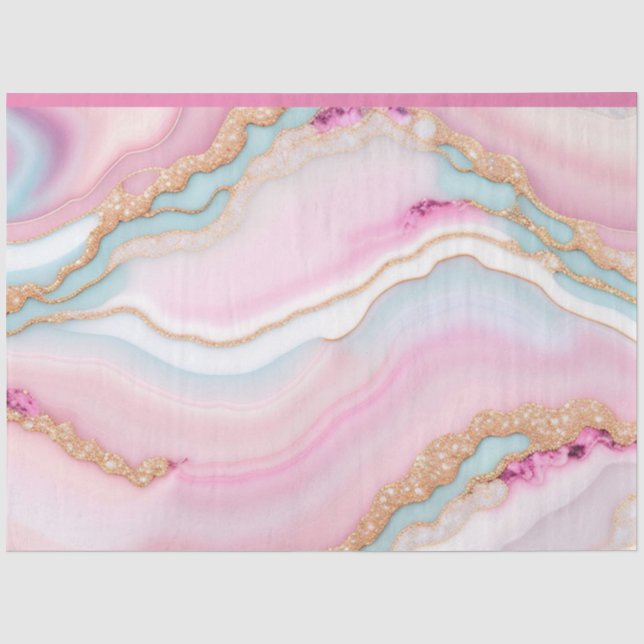 Light Blue Pink Agate Marble Trendy Collection Seidenpapier (Vorderseite)