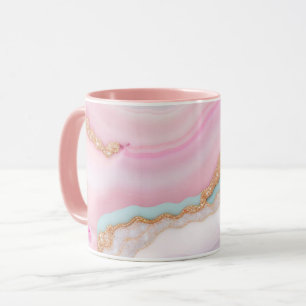 Light Blue Pink Agate Marble Trendy Collection Tasse