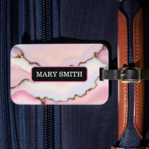 Light Blue Pink Marble Agate Modern Collection Gepäckanhänger