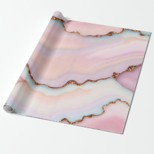 Light Blue Pink Marble Agate Modern Collection Geschenkpapier