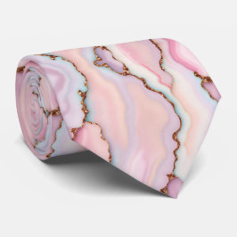 Light Blue Pink Marble Agate Modern Collection Krawatte