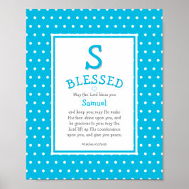 Light Blue Polka Dot Name Baby Sessing Kinderzimme Poster