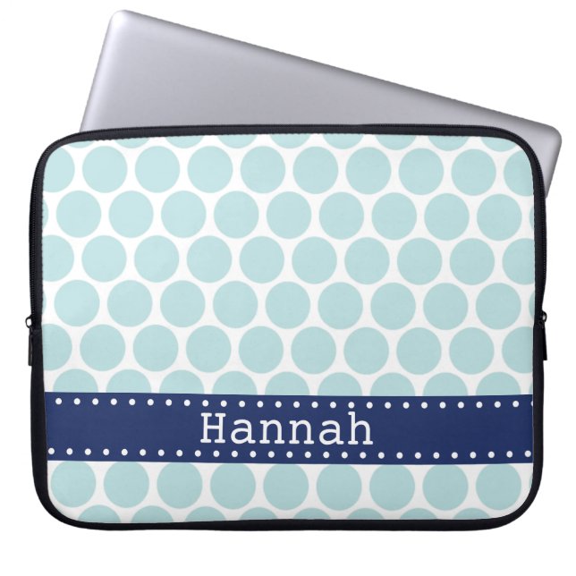 Light Blue Polka Dot Pattern Blue Banner Laptopschutzhülle (Vorderseite)