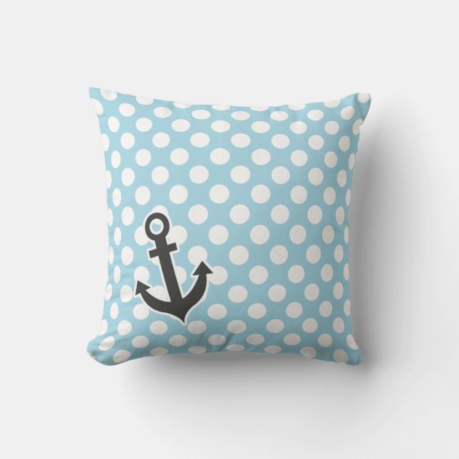 Light Blue Polka Dots; Anker Kissen (Vorderseite)