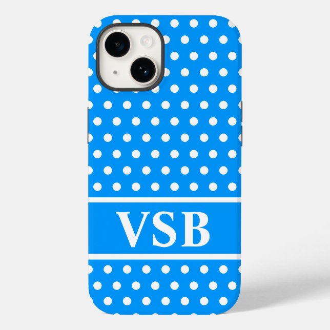 Light Blue Polka Dots Case-Mate iPhone 14 Hülle (Rückseite)