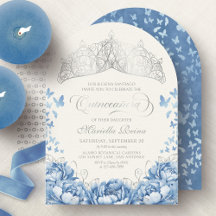 Light Blue Princess Crown Tiara Quinceanera